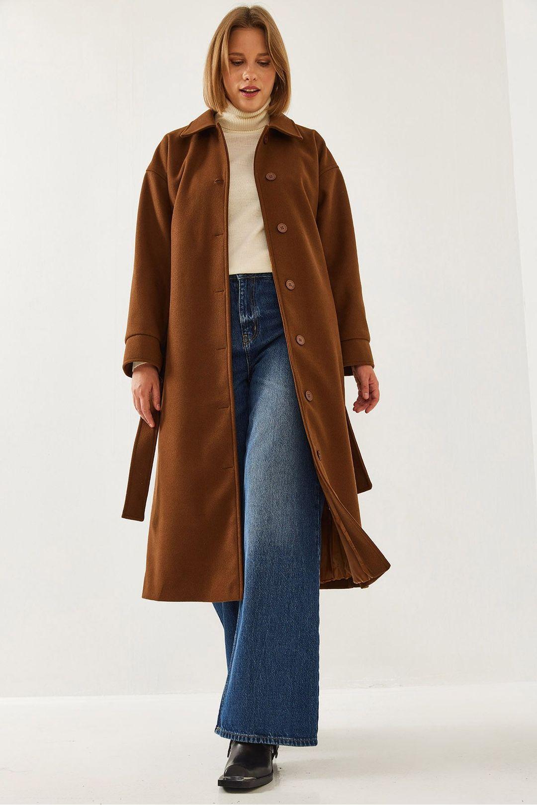 Gevormde Tweed Jas met Blousekraag