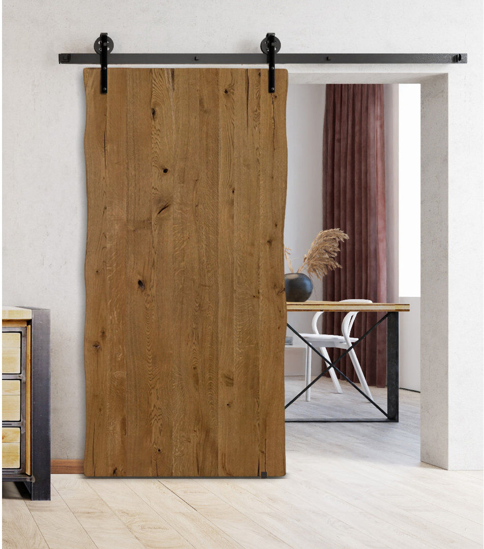 Union Rustic Yayla Solid Oak Barn Door Brown 210cm H x 100cm W x 3.5cm D