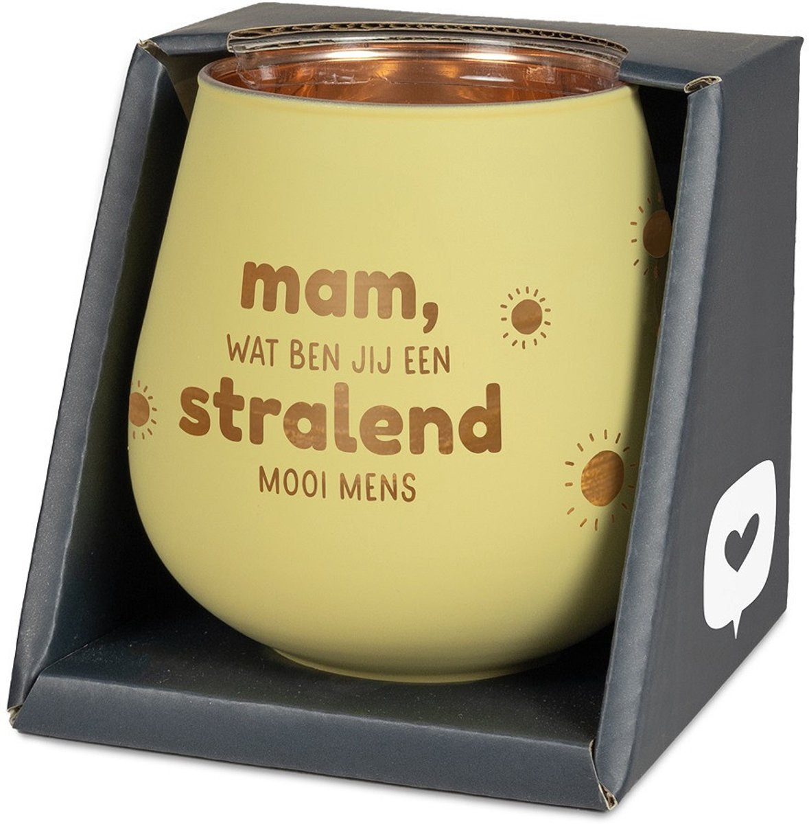 Sfeerlichthouder Mam wat ben jij een stralend mooi mens van glas