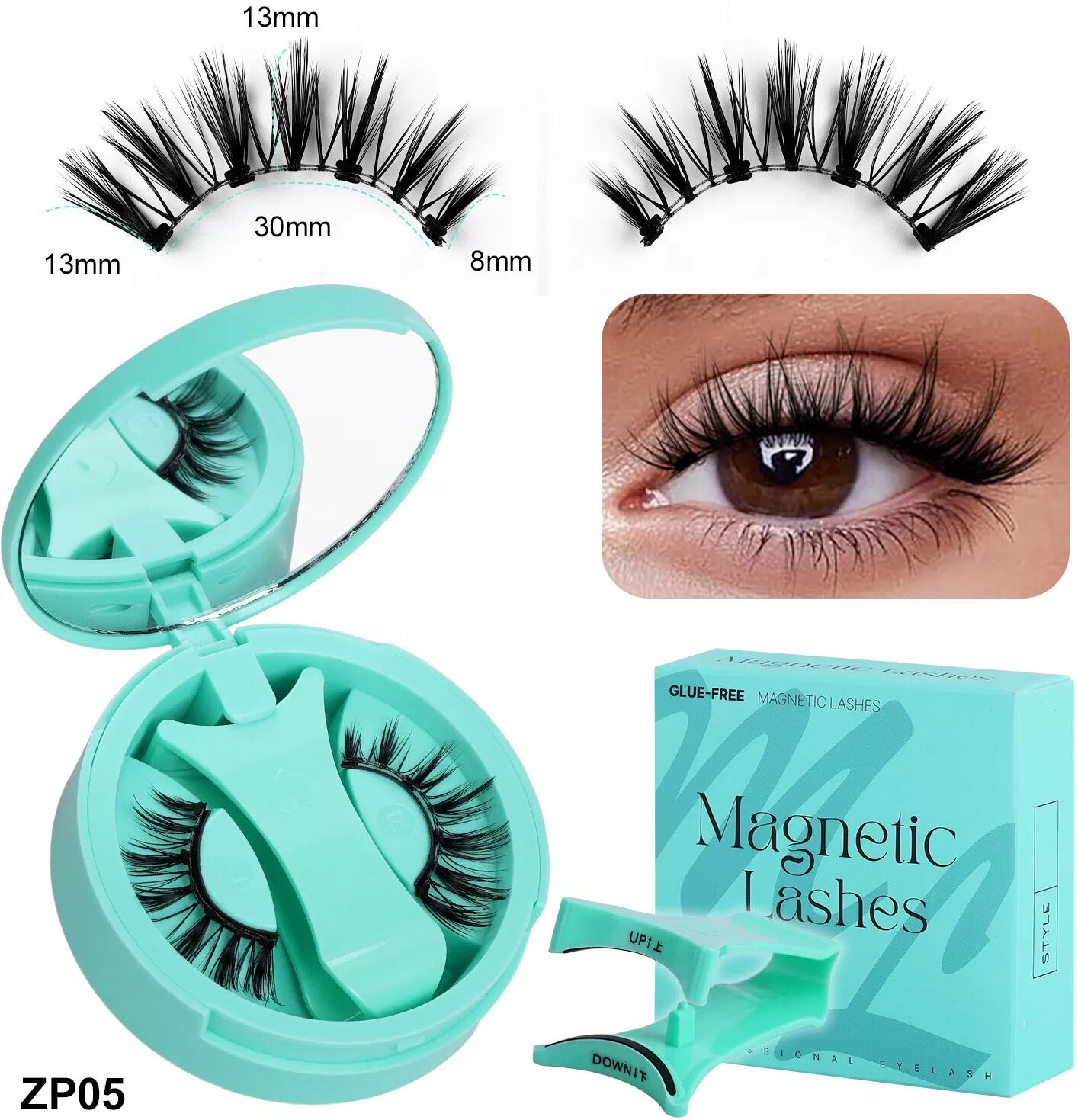 INF Kit de Cils Magnétiques Vert Menthe - Beauté Facile et Rapide