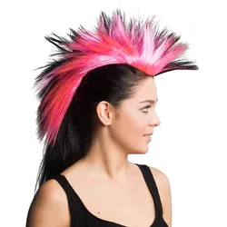 Irokesen-Haarteil, pink/schwarz