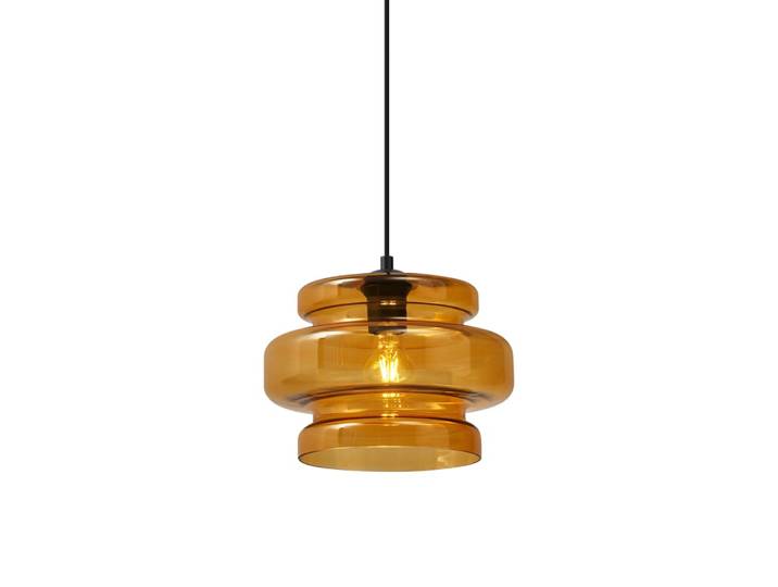 Suspension rétro noire verre orange