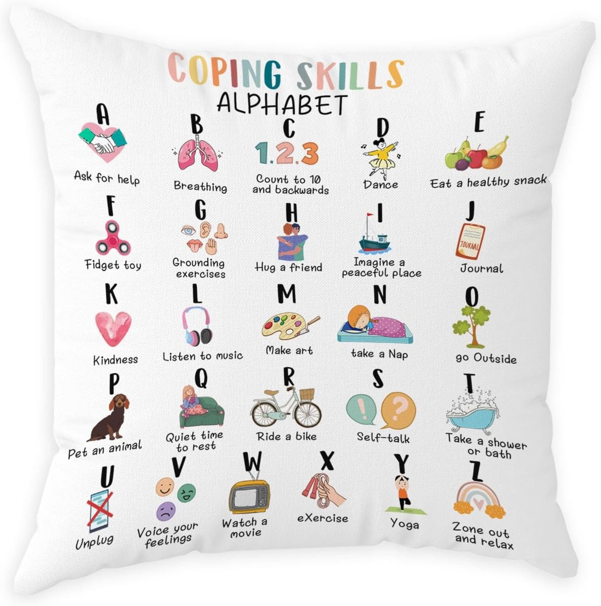 Inspirerende Sierkussenhoes voor Mentale Gezondheid en Zelfzorg - Decoratie voor Therapiepraktijken
