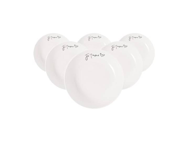 Villeroy & Boch Statement Dessertschalen 6er Set 18,7 cm Je t'aime Runde Schalen mit netten Sprüchen Spülmaschinenfest & Mikrowellensicher Premium Porzellan Weiß-Schwarz