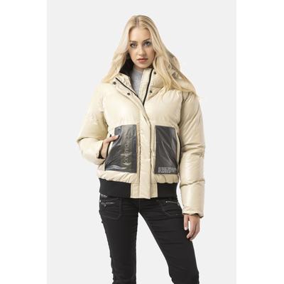 Winterjacke CIPO & BAXX "WM141", Damen, Gr. L, beige, Stoff, 50% Polyurethan, 50% Polyester, unifarben, regular fit normal, Rundhals, Jacken Winterjacke, Funktion trifft Stil für frostige Tage