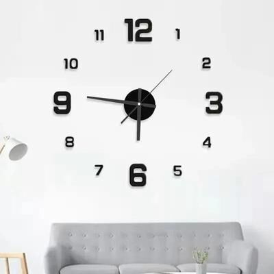 Uplifted Finds Large 3D DIY Silent Wall Clock   Modern Punch Free Wall Sticker Clock a black