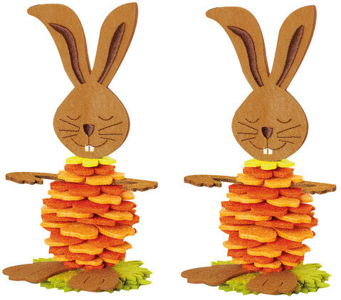 Filz-Bausatz "Hasen", gelb-orange-grün, 2 Stück