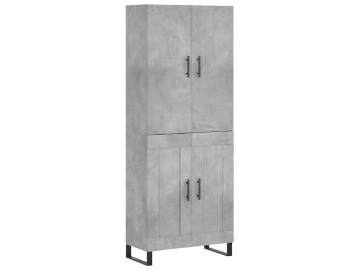 Highboard Betongrau 69,5x34x180 cm Holzwerkstoff mit Türen Stauraum, glatte Oberfläche, feuchtigkeitsbeständig, stabile Metallfüße, viel Platz