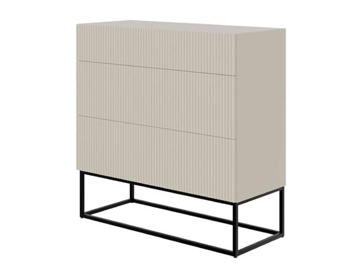 Selsey Kommode Schrank Aufbewahrungsschrank 90 cm Mit 3 Schubladen Graubeige Schwarze Beine Veldio