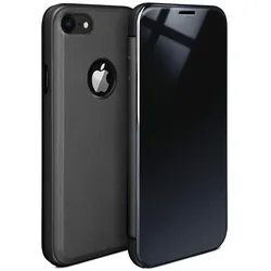 moex Clear View Cover für iPhone 8 – Spiegelnde klapp Hülle in Hochglanz Optik – Void Case