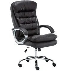 DELUKE® Bürostuhl SOUK - 116x68x77, Braun | Kunstleder | Metall in Chromoptik Gestell | ergonomische Bürostühle Homeoffice Stuhl mit Rollen