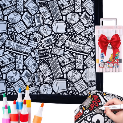 Inspire Curations DIY Coloring Blanket With Markers For Creative Relaxation n