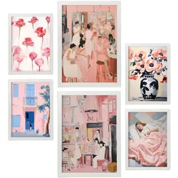 POSTER Set Mit 6 Warm Nach Hause In Vielseitiger Stil A3 & A4 Weißer Rahmen