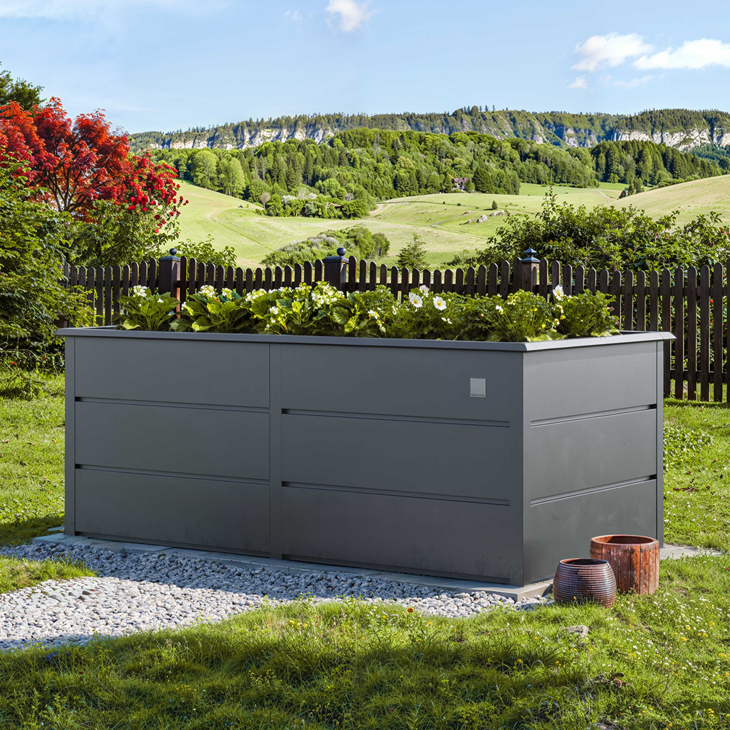 PRIMEYARD 100 x 200 x 78 cm Hochbeet, Stahl, anthrazit - (GFPV00957)