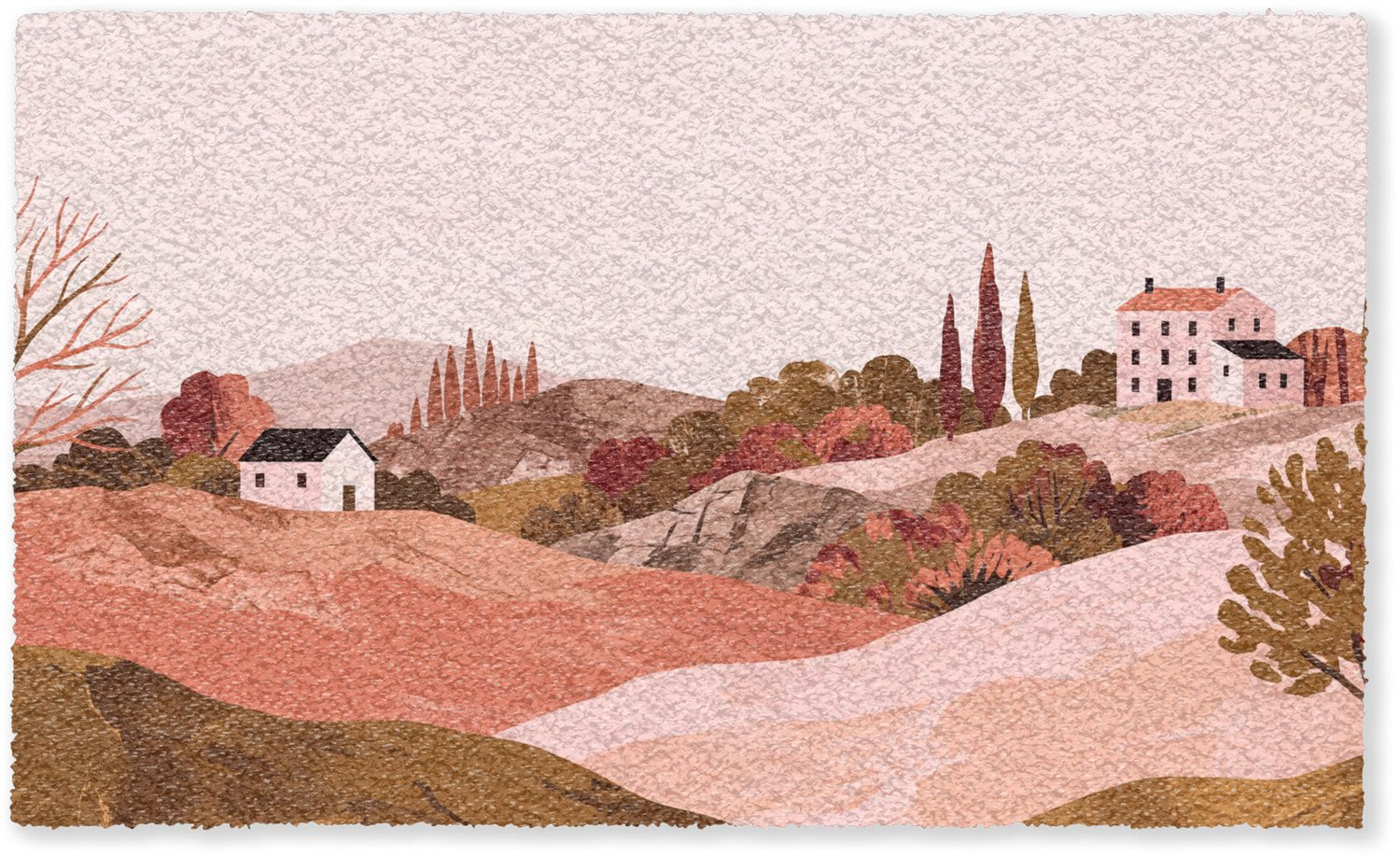 MuchoWow Deurmat Heuvellandschap Grafisch - Terracotta - 150 x 90 cm