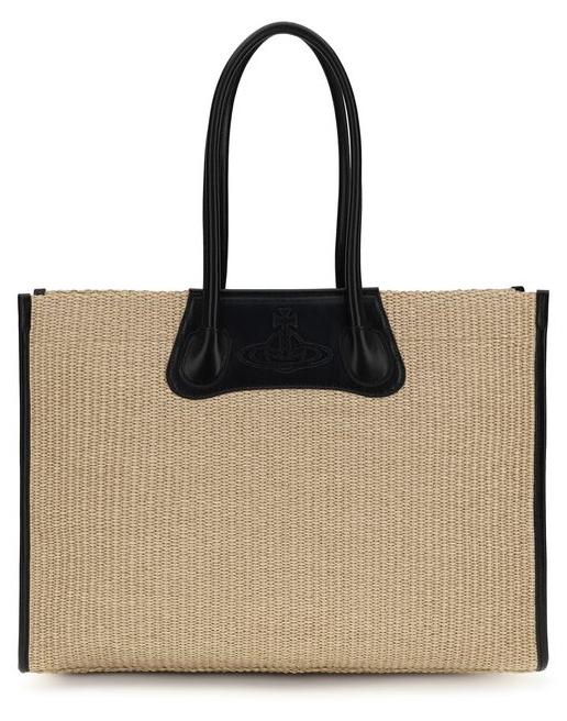 Vivienne Westwood Troy Cabas Raphia-Effekt Orb natur