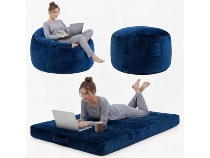 Sitzsack Erwachsene, Riesiger Sitzsäcke, der Sich In Ein Bett Verwandeln Lässt, Sitzsack mit Füllung, Mikrofaserbezug, Lounge Stuhl, Gaming Beanbag, Bodensofa für Schlafzimmer Wohnzimmer Möbel