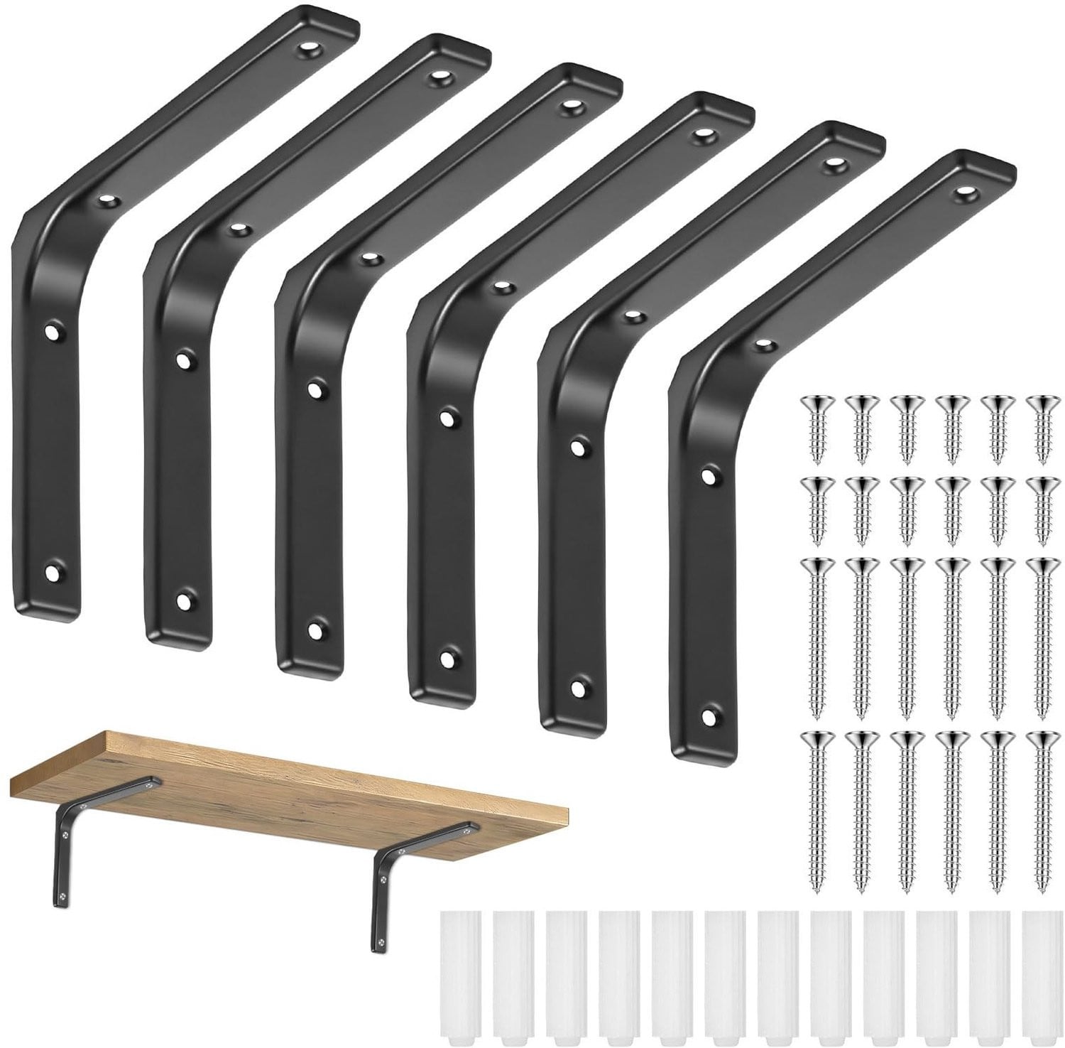 Set van 6 zware plankhouders voor wandmontage