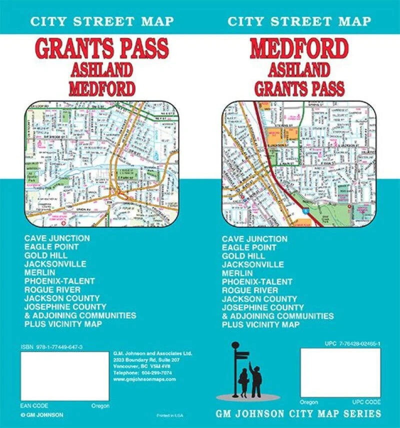 Plan de ville - Medford, Ashland et Grants Pass (Oregon)   GM Johnson