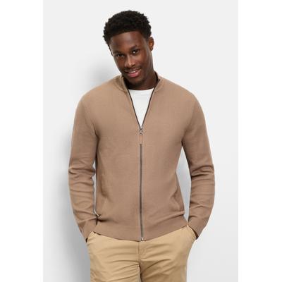 Sweatjacke OLYMP "OLYMP Casual Strick, Sweatjacke", Herren, Gr. XL, beige (natur), 55% Baumwolle, 45% Polyester, Sweatjacken Sweatjacke