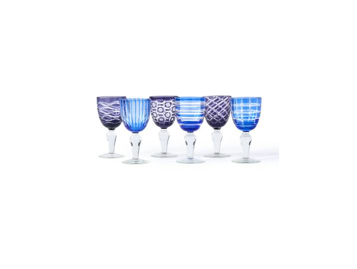 Design Weinglas Set „Cobalt“ (6 Stück) Blau, Violett Pols Potten