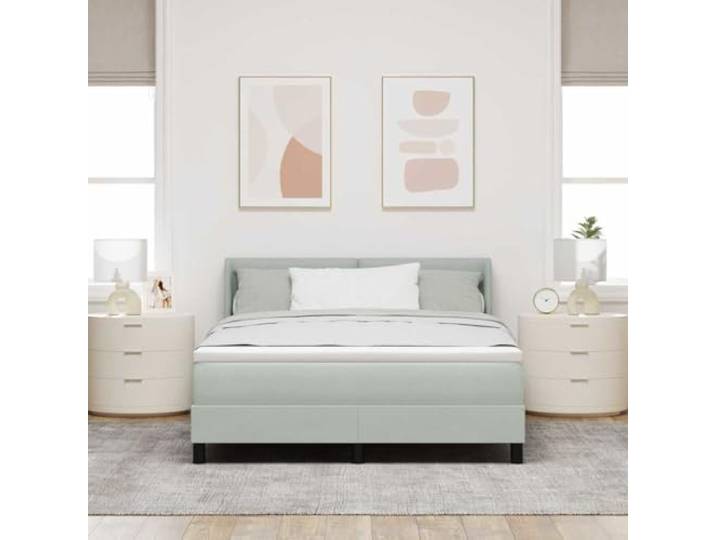 KTHLBRH Doppelbett Hellgrau 190 x 140 cm Massivholz, verstellbares Kopfteil, Federkernmatratze, 280 kg Kapazität