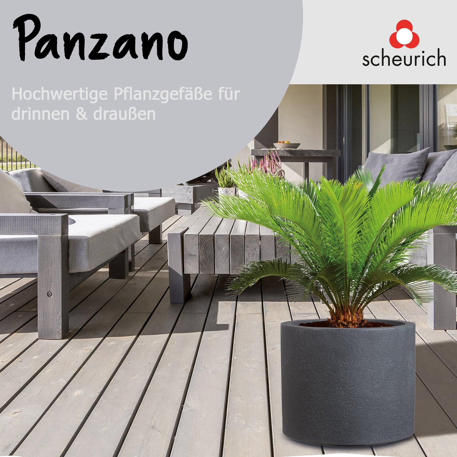 home24 Plantenbak Tub zwart Ø 40 cm
