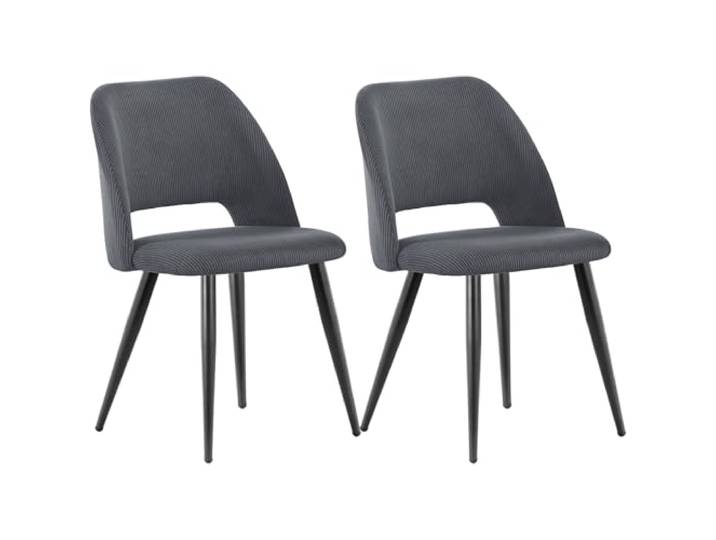 WAFTING Esszimmerstühle aus Cordstoff mit Dickem Schwamm,2er Set,Schwarz Mit dickem Schwamm gepolstert, separaten Metallfüßen, Moderner Polsterstuhl für Esszimmer, Wohnzimmer, Schlafzimmer,Empfang