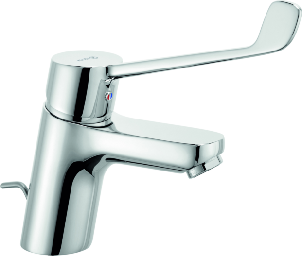 Kludi Pure&easy care Waschtischarmatur 372870565 chrom, DN 15, mit Metall-Ablaufgarnitur, Klinik-Hebel 180mm