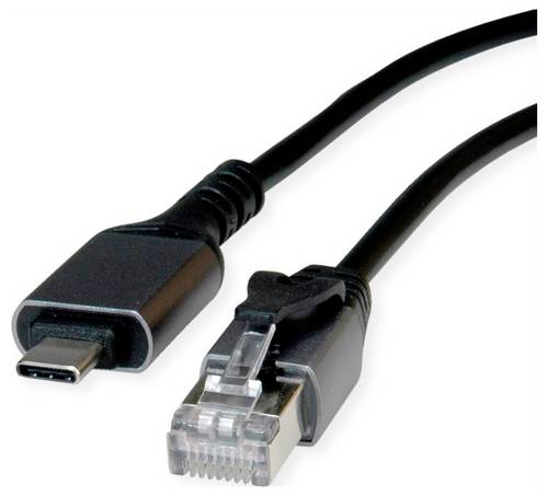 Value USB-C zu RJ45 Adapterkabel USB 3.2 Gen2 USB-C Stecker, RJ45 1.5m Schwarz 12.99.1166