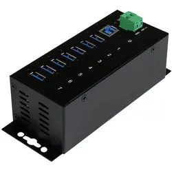 StarTech Industrial Railmount (USB-B, 7 Ports), Dockingstation + USB Hub, Schwarz