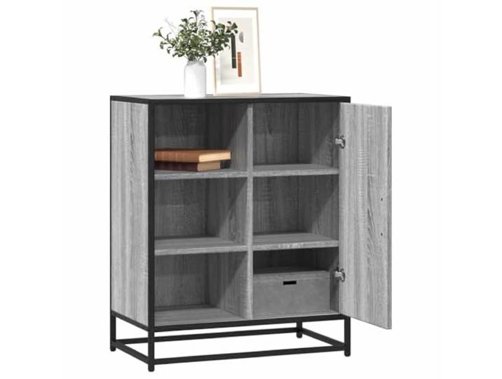 HEFZGDB Industrielles Aufbewahrungsmöbel Sideboard aus Holzwerkstoff in Grau Sonoma: Modernes Sideboard mit Metallgestell als Stabiler Beistellschrank für Flur und Wohnbereich