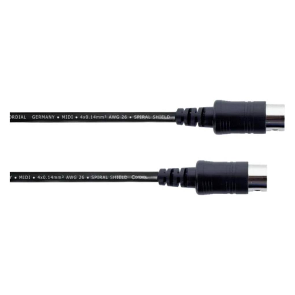 Cordial MIDI Verbindungskabel (1x MIDI-Male - 1x MIDI-Male) 3 m Schwarz (3 m, MIDI Kabel) (14896)