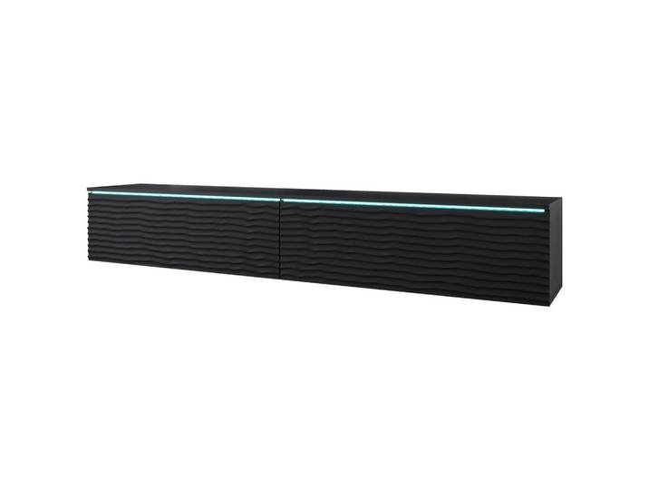 P & B Lowboard, Schwarz, Kunststoff, 180x30x33 cm, Fsc, stehend, hängend, Beleuchtung, Wohnzimmer, TV Möbel, Lowboards, Lowboards stehend
