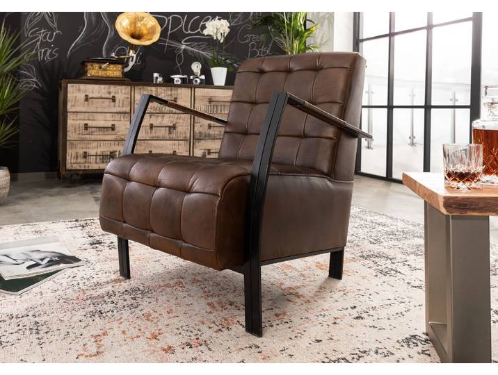 Sessel Echtleder 64x76x83 braun IRON LABEL #14