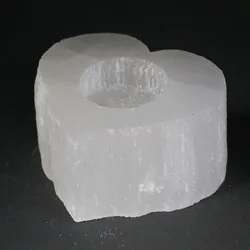 Selenite Heart Candle Holder