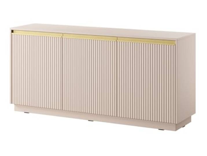 Emporius Sideboard 150 cm Baron - Modern, Kommode mit 3 Türen - Kommode mit Gold Accessoires und geriffelten Fronten - Beige