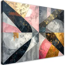 BILD auf Leinwand, Geometrische Abstrakt Grau Rosa