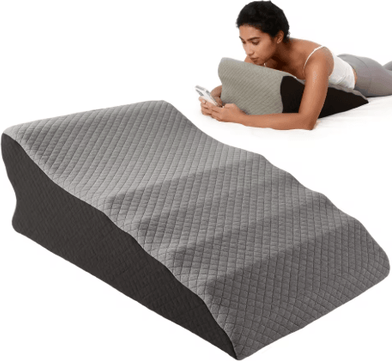 Inspire Picks Wedge Shaped Bed Pillow 9 Inch High Support Triangular Pillow For Sleep Reading And Rest dark Gray
