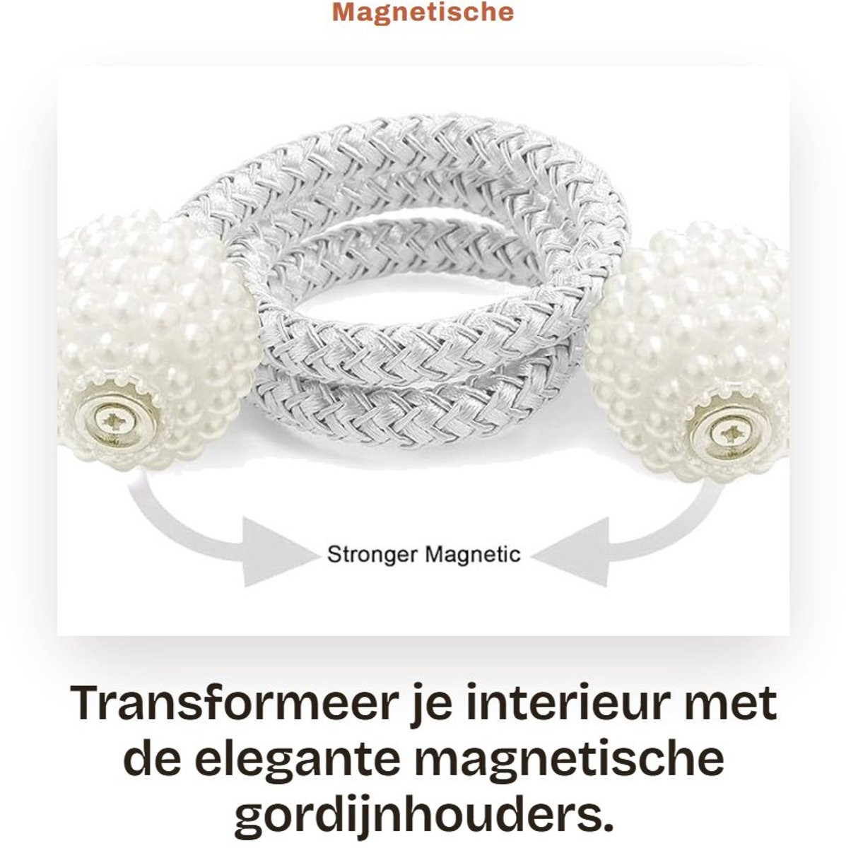 Dailygoods Magnetische Gordijnhouders - Decoratieve Gordijnclips met Verstelbare Lengte - 2 Stuks - Kogeldiameter: 3 cm