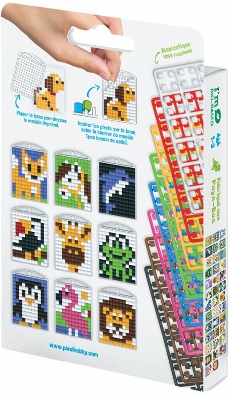 PIXEL Kit créatif 3 porte-clés + livret 38 modèles - Animaux