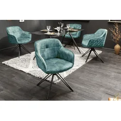 riess-ambiente Stuhl EUPHORIA - petrol Samt Armlehne Metallgestell schwarz drehbar Esszimmer