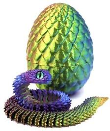 Inspired Living 3D Printed Articulated Snake Egg Rotating 3D Printed Snake Fidget & Anime Desk Decor 5