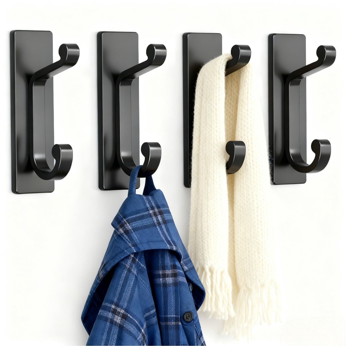 Set van 4 zelfklevende handdoekhaakjes, vochtbestendige ophanghaken zonder boren voor badkamer en keuken