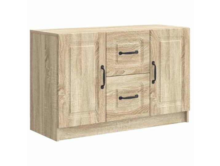Sideboard Sonoma-Eiche 89 x 34,5 x 57 cm aus Holzwerkstoff mit Schubladen Sideboard mit Schubladen, Holzwerkstoff, Sonoma-Eiche, 90-Grad-Pendeltüren, Metallgriffe