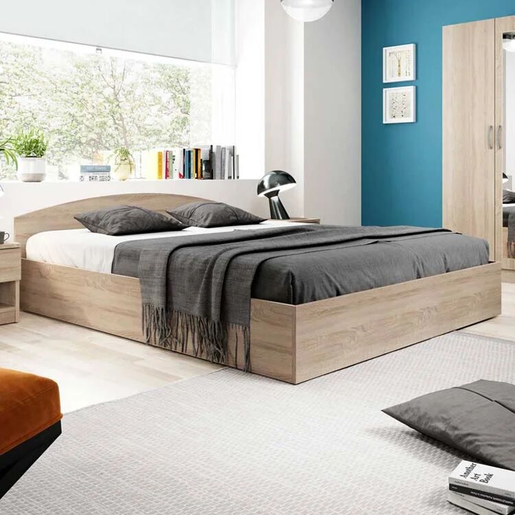 garneroarredamenti Letto contenitore 140x190cm alla francese moderno rovere Tropea
