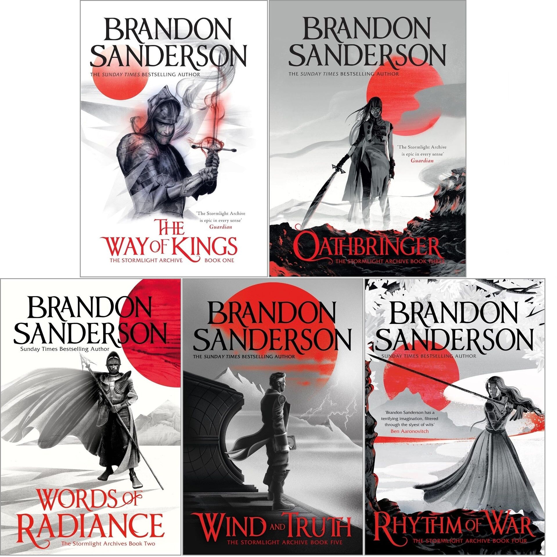 Gollancz The Stormlight Archive Series 5 Books Collection Set by Brandon Sanderson (The Way of Kings, Words of Radiance, Oathbringer, Rhythm of War, Wind and T