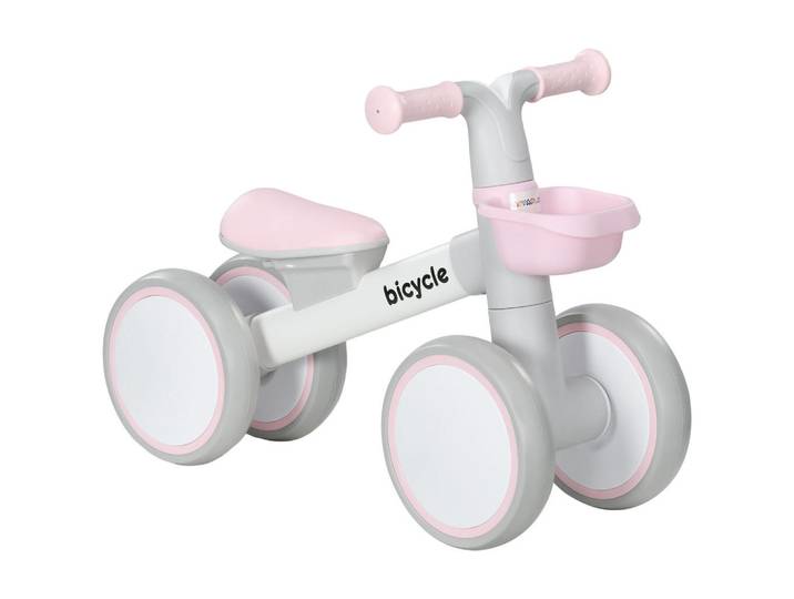ComfortXL Dreirad De-18556 4 Räder mit Korb Grau/Weiß/Rosa, Pink, Metall, 27x39x56 cm, Spielzeug, Kinderfahrzeuge
