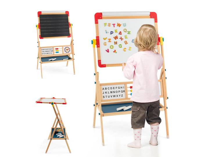 Costway Kinderstaffelei Mehrfarbig, Mehrfarbig, Kunststoff, 62x118x45 cm, Dekoration, Malbedarf & Bastelbedarf