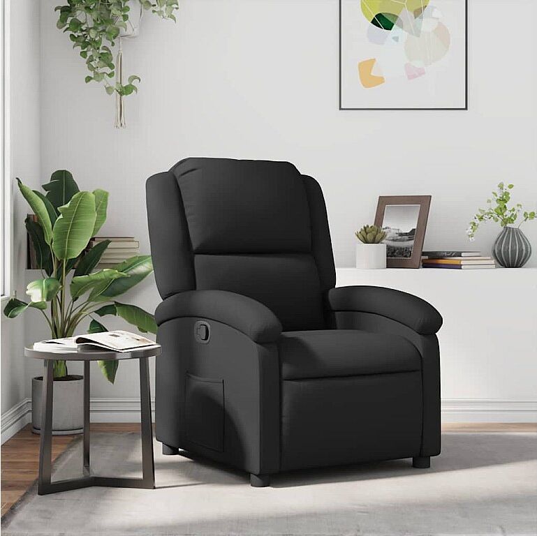 vidaxl Sillón reclinable de cuero auténtico negro